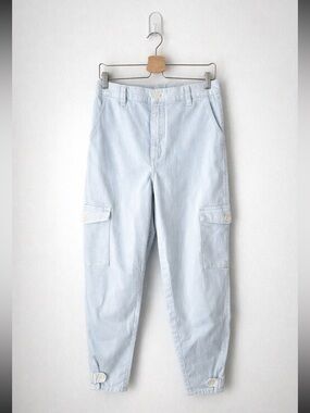 Aritzia Wilfred Free Cargo Pants Light Blue Utility Y2K Wide Leg Size 10